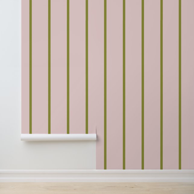Pinstripes Green on Pink Seamless Pattern Wallpaper (Application)