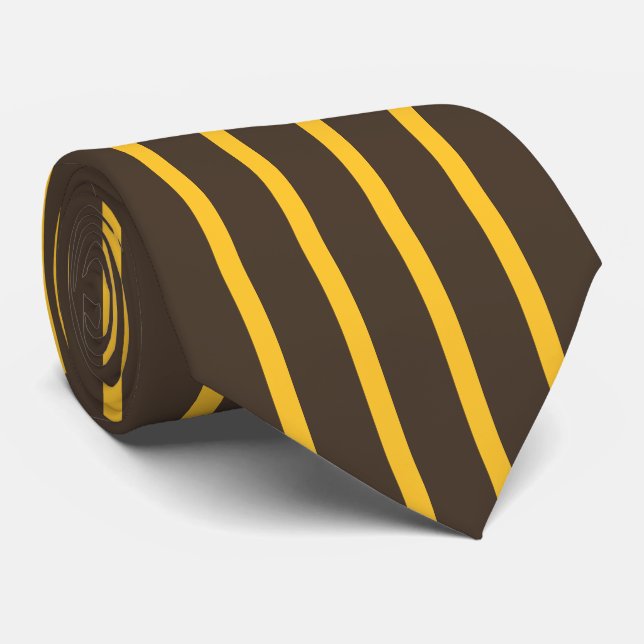 Pinstripes San Diego Brown Yellow Wide Stripes Tie (Rolled)