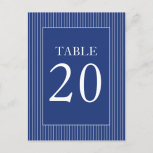 Pinstripes Table Numbers (Navy Blue / White) Postcard