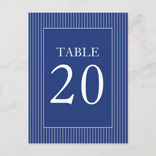 Pinstripes Table Numbers (Navy Blue / White) Postcard (Front)