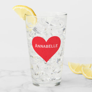 Pint Glass Cute Red Heart Name Personalised