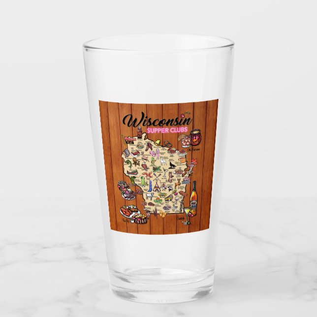 Pint Glass - Wisconsin Supper Club Map (Front)