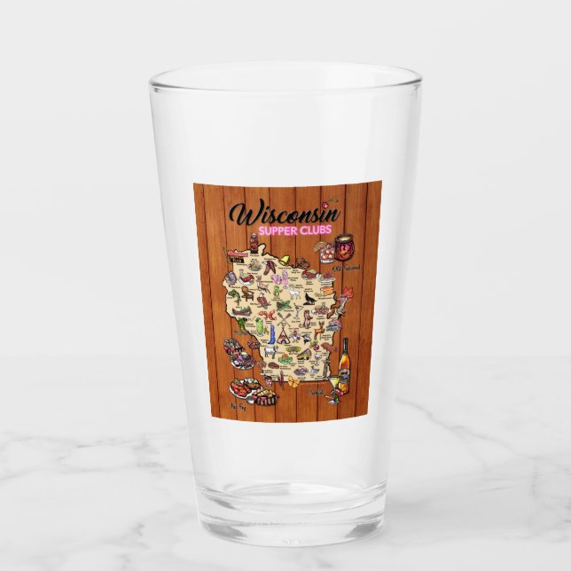 Pint Glass - Wisconsin Supper Club Map (Front)