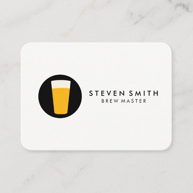Pint of Beer Logo Black White Business Card (Front)