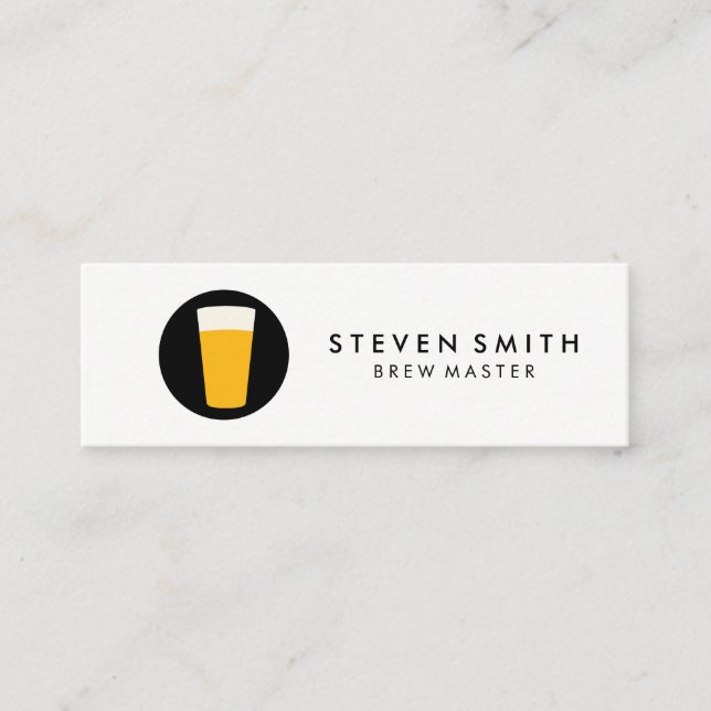 Pint of Beer Logo Black White Mini Business Card (Front)