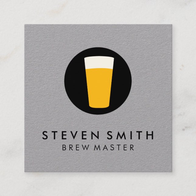 Pint of Beer Logo Square Business Card (Front)