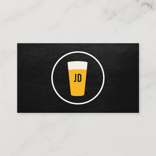 Pint of Beer Logo Trendy Black Business Card (Front)