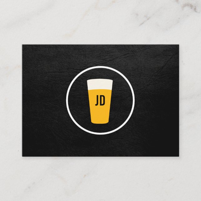 Pint of Beer Logo Trendy Black Business Card (Front)