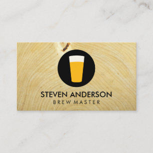 Pint of Beer Logo   Wood Grain Business Card