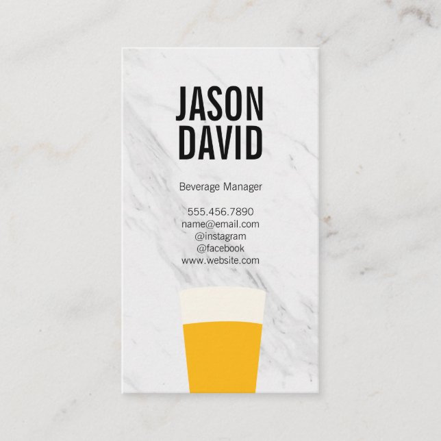 Pint of Beer Marble Variation Business Card (Front)