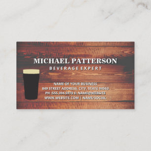 Pint of Beer   Rustic Wood Business Card