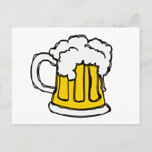 Pint of Beer Scribbled Cartoon Style Postcard