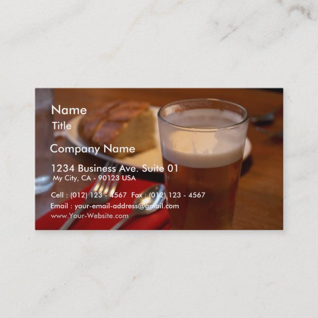 Pint Of Beer With Some Bread Business Card (Front)