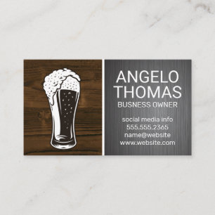 Pint of Beer   Wood and Metal Business Card
