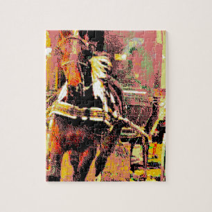 Pinto Amish Horse 8-Bit Art Jigsaw Puzzle