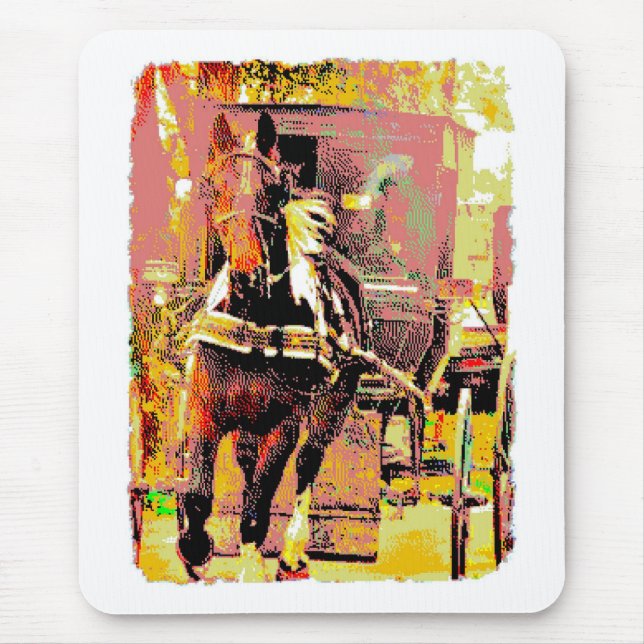 Pinto Amish Horse 8-Bit Art Mouse Mat (Front)