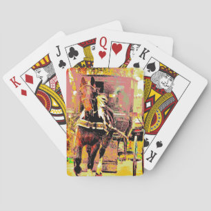 Pinto Amish Horse 8-Bit Art Playing Cards