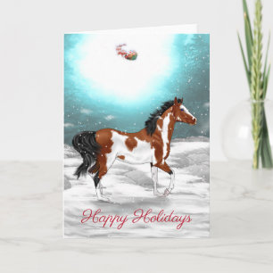 Pinto Arabian Horse Christmas Holiday Card