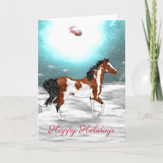 Pinto Arabian Horse Christmas Holiday Card