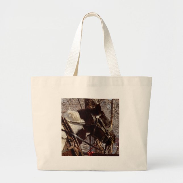 Pinto Draught Horse Large Tote Bag (Front)