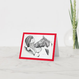 Pinto Horse and Santa Claus Thank You Card