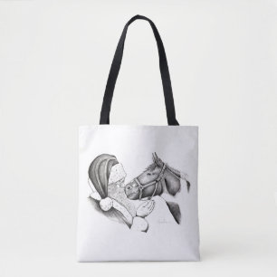 Pinto Horse and Santa Claus Tote Bag
