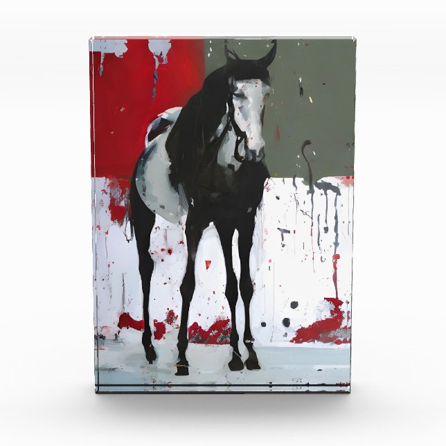Pinto Horse Splatter Painting Photo Block (Front)