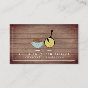 Pintos + Cornbread Wood Southern Restaurant Chef Business Card