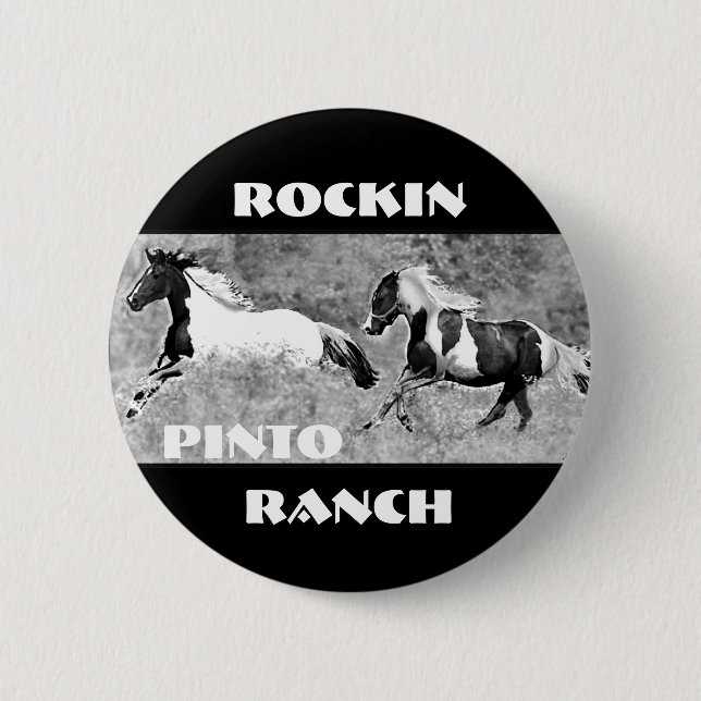 Pintos Galloping, Customisable 6 Cm Round Badge (Front)