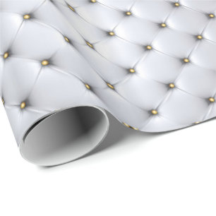 Pintuck look white and gold elegant  wrapping paper