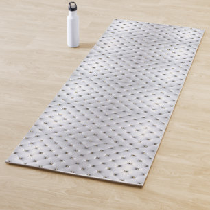 Pintuck look white and gold elegant  yoga mat
