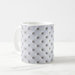 Pintuck look whitecand gold elegant  coffee mug