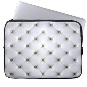Pintuck look whitecand gold elegant  laptop sleeve