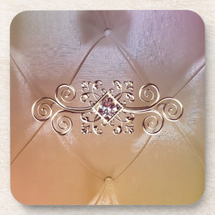 Pintuck satin and pink diamond look coaster