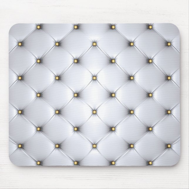 Pintuck white and gold elegant mouse mat (Front)