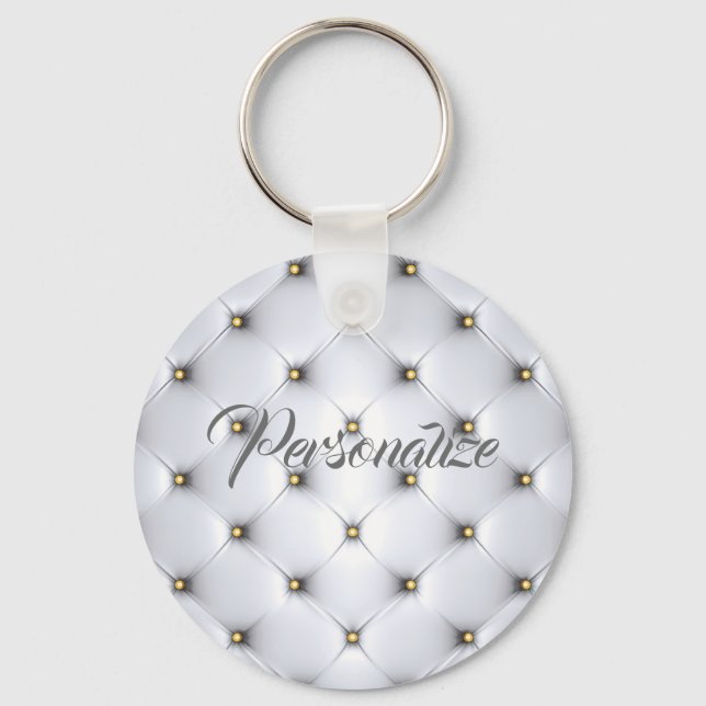 Pintuck white and gold key ring (Front)