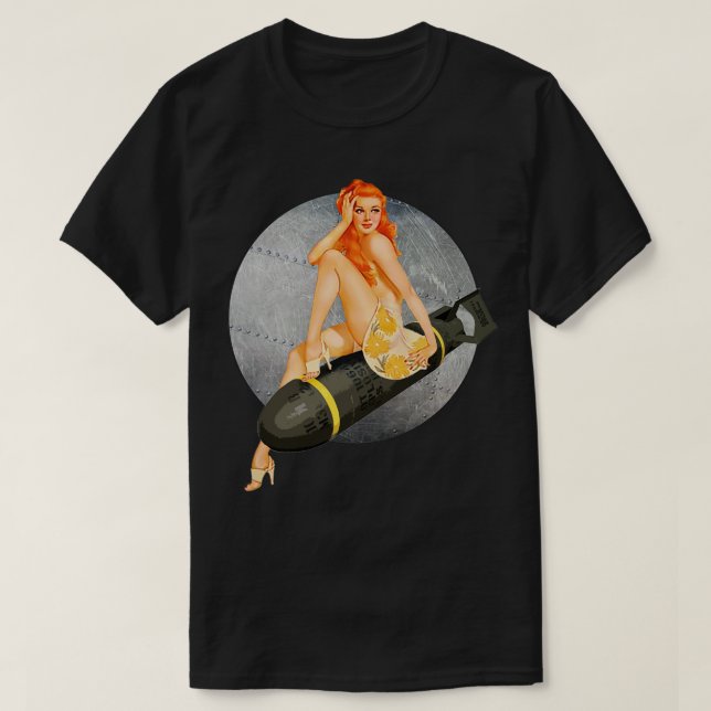 Pinup blonde bombs WWII 40s T-Shirt (Design Front)