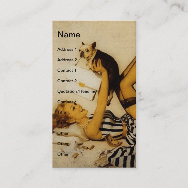 Pinup Girl and Dog Business Card (Front)
