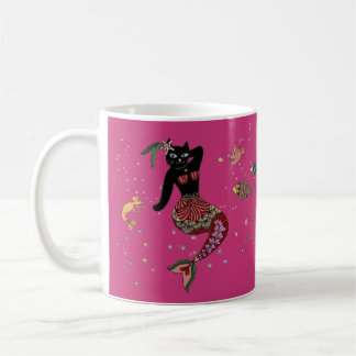 Pinup Mermaid Cat Coffee Mug