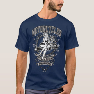 PinUp Motorcycle Garage Workshop T-Shirt
