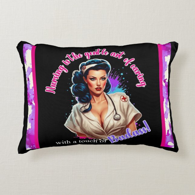 Pinup_  Nurse Badass Decorative Cushion (Front)