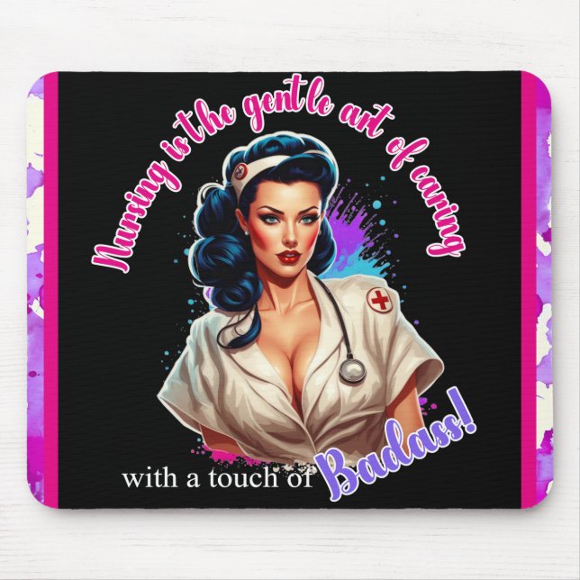 Pinup_ Nurse Badass Mouse Mat (Front)