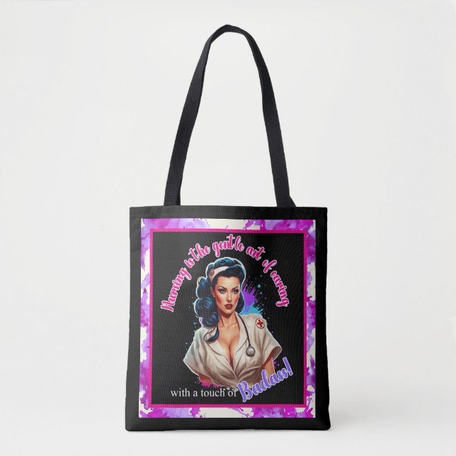 Pinup_  Nurse Badass Tote Bag (Front)