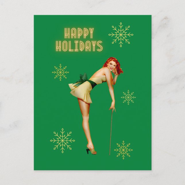 Pinup Vintage Christmas Postcard (Front)