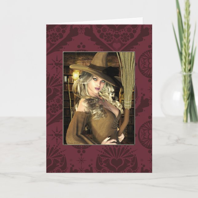 Pinup Witch Blank Note Card (Front)