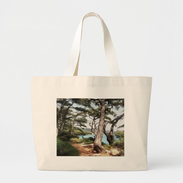 Pinus pinea Pine Tree Forest Painting  Large Tote Bag (Front)