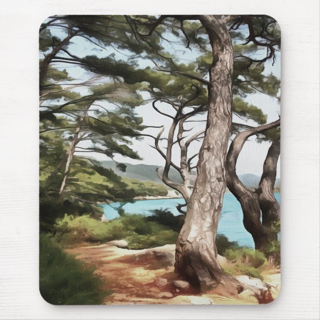 Pinus pinea Pine Tree Forest Painting  Mouse Mat (Front)