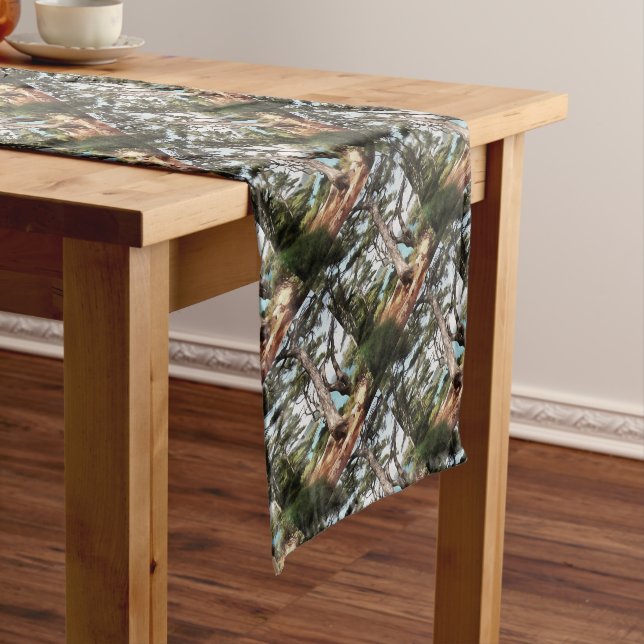 Pinus pinea Pine Tree Forest Painting  Short Table Runner (In Situ)