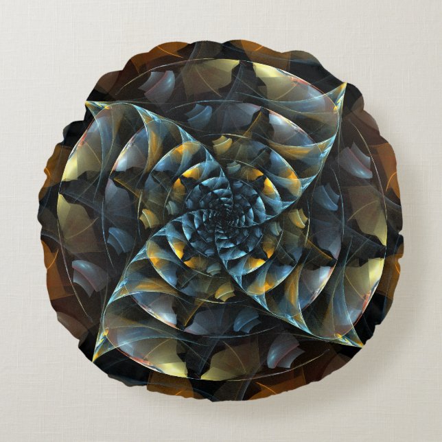 Pinwheel Abstract Art Round Pillow (Front)