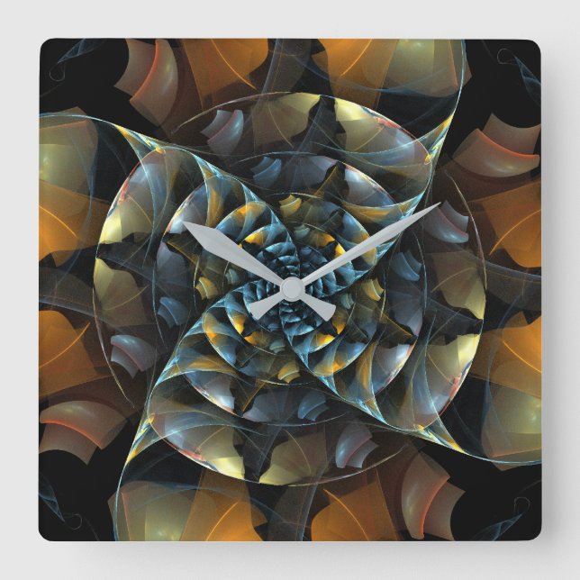 Pinwheel Abstract Art Square Square Wall Clock (Front)